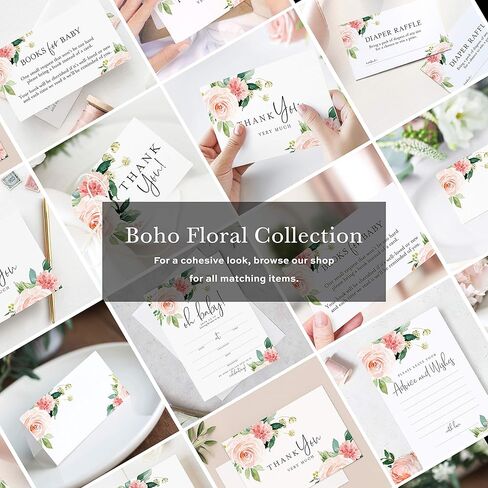 مجموعات Bliss الأزهار بطاقات الشكر، 25 حزمة، 4x6، نمط بوهو، وشملت المظاريف in Kuwait