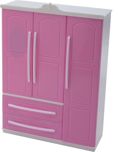 خزانة الدمى، خزانة ملابس بيت الدمى، إكسسوارات أثاث 20 قطعة، شماعات مصغرة، منظم ملابس للدمى in Kuwait