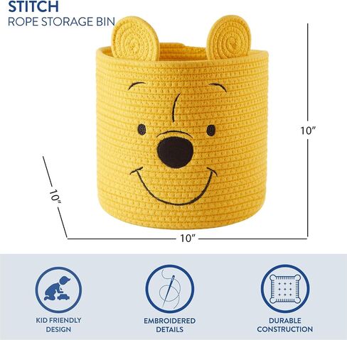 سلة تنظيم تخزين الحبال من Idea Nuova Disney Winnie the Pooh، مقاس 25.4 سم ارتفاعًا × 25.4 سم عرضًا in Kuwait