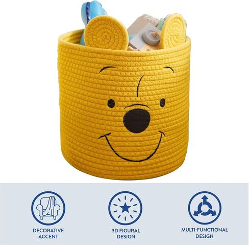 Idea Nuova Disney Winnie the Pooh Figural Rope Storage Organizer Basket, 10" H x 10" W in Saudi Arabia