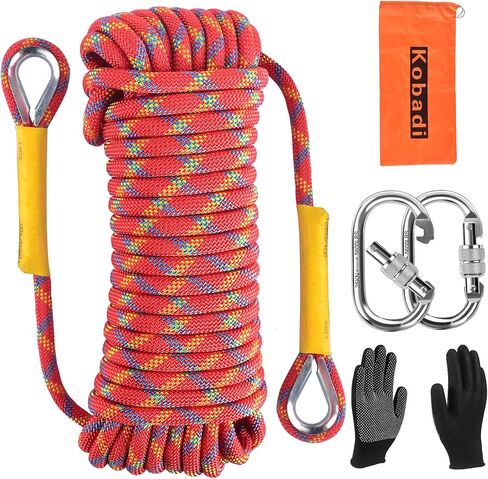 Outdoor Climbing Rope 8MM/12MM 6 Colors 1M(3.2ft)-70M(230ft), Static Rock Climbing Rope with 2 Steel Hooks, Rappelling Rope for Outdoor, Hiking Safety Escape Rope, Rescue Parachute (Black, 8mm-1m) in Saudi Arabia