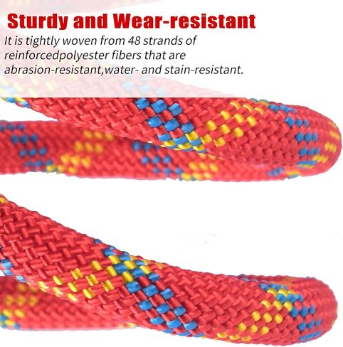 Outdoor Climbing Rope 8MM/12MM 6 Colors 1M(3.2ft)-70M(230ft), Static Rock Climbing Rope with 2 Steel Hooks, Rappelling Rope for Outdoor, Hiking Safety Escape Rope, Rescue Parachute (Black, 8mm-1m) in Saudi Arabia