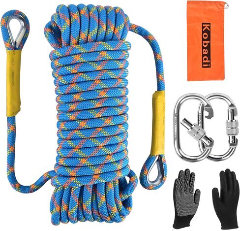 Outdoor Climbing Rope 8MM/12MM 6 Colors 1M(3.2ft)-70M(230ft), Static Rock Climbing Rope with 2 Steel Hooks, Rappelling Rope for Outdoor, Hiking Safety Escape Rope, Rescue Parachute (Black, 8mm-1m) in Saudi Arabia