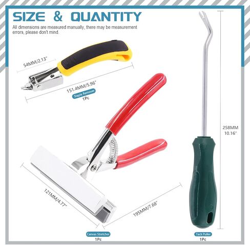 مجموعة كماشة قماشية من 3 قطع، أداة إزالة الدبابيس وأداة سحب، كماشة احترافية للتمدد من القماش مع مقبض إرجاع زنبركي 4-3/4 بوصة قبضة واسعة لتمديد اللوحة الزيتية القماشية in Kuwait