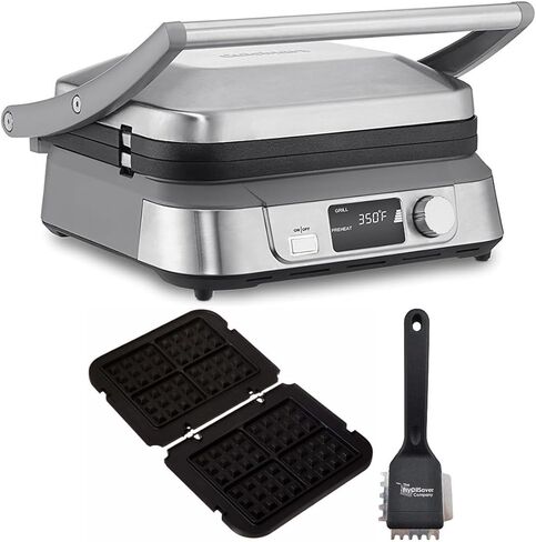 Cuisinart GR-5B Series Griddler FIVE with Two Griddler Waffle Plates and Heavy Duty Small Grill Brush Bundle (3 Items) in Saudi Arabia