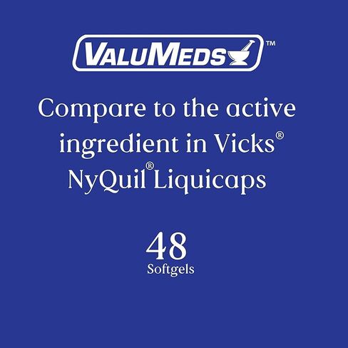 ValuMeds البرد والإنفلونزا تخفيف الأعراض المتعددة للاحتقان والصداع والتهاب الحلق والأوجاع والآلام والحمى | أسيتامينوفين (ليلا، 48 عدد) in Saudi Arabia