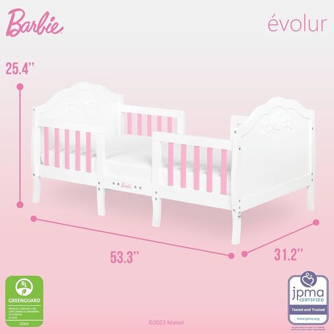 Evolur Barbie Rose 3-in-1 Toddler Bed, Pink and White in Saudi Arabia