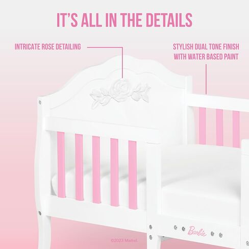 Evolur Barbie Rose 3-in-1 Toddler Bed, Pink and White in Saudi Arabia