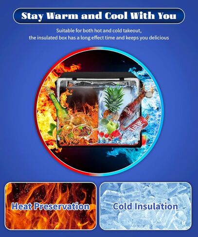 حقيبة توصيل طعام معزولة لتوصيل الطعام والبيتزا، حقيبة توصيل طعام معزولة للوجبات الساخنة والباردة مناسبة للسيارة والدراجة والتخييم والنزهة والشاطئ (أسود، حقيبة قابلة لإعادة الاستخدام سعة 32 لتر) in Kuwait