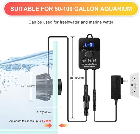 3400GPH حوض السمك موجة صانع DC24V رأس الطاقة مع التركيب المغناطيسي ، صانع الموجات مع وحدة تحكم لخزانات الأسماك 100-200 جالون in Kuwait