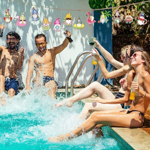 24 قطعة من زخارف شجرة المزرعة الصيفية، مجموعة زخارف معلقة من خشب فلامنغو فواكه الصيف، مجموعة زخارف ريفية كبيرة لقضاء العطلات، ديكور حفلات شجرة شاطئ هاواي in Kuwait