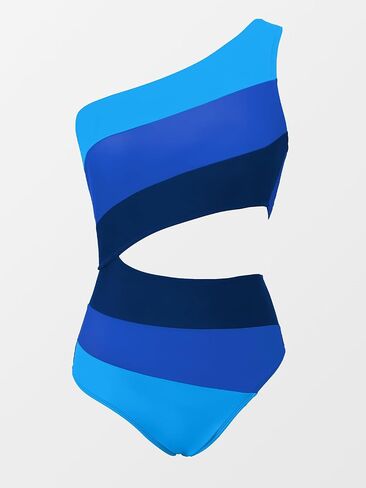 CUPSHE Women's One Piece Swimsuit One Shoulder Bathing Suit Cutout Color Block Swimwear in Saudi Arabia