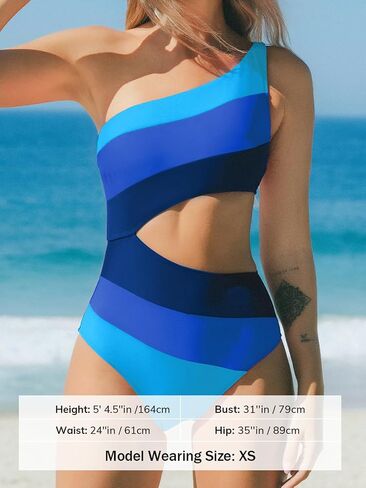 CUPSHE Women's One Piece Swimsuit One Shoulder Bathing Suit Cutout Color Block Swimwear in Saudi Arabia