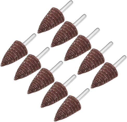 عجلة رفرف كاشطة على شكل مخروطي 25 مم من Uxcell ساق 1/4 بوصة لإزالة الأزيز وتلميع الصنفرة 240 حصى 10 قطع in Kuwait