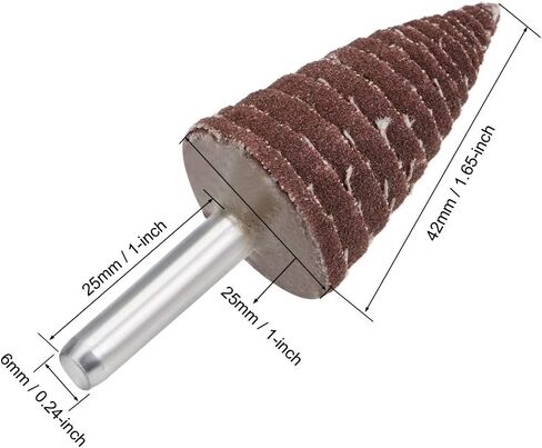 عجلة رفرف كاشطة على شكل مخروطي 25 مم من Uxcell ساق 1/4 بوصة لإزالة الأزيز وتلميع الصنفرة 240 حصى 10 قطع in Kuwait