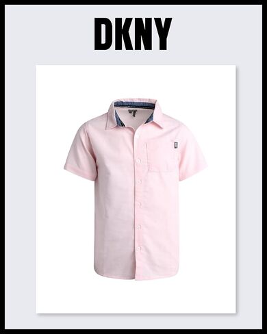 DKNY Boys' Pants Set -2 Piece Woven Short Sleeve Button Down Shirt and Flat Front Pants - Matching Outfit Set for Boys (8-12) in Saudi Arabia