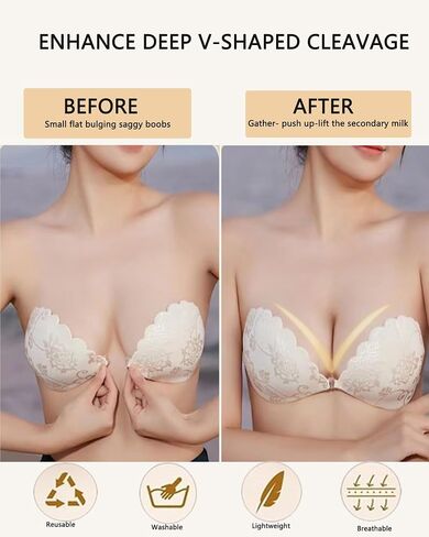 Adhesive Bra Push up Strapless Sticky Invisible Upgrade Lace Bras for Women Dress Backless with Detachable Strap Nipple Cover in Saudi Arabia