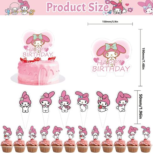 For My Cartoon Theme Birthday For Melody Party Set - Banner, Cake Topper, Stickers, Cupcake Toppers, and Balloons - Ideal Supplies for Unforgettable Kids' Celebration in Saudi Arabia