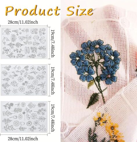 74 Pcs Water Soluble Stabilizer Water Soluble Embroidery Patterns Hand Sewing Stabilizers Adhesive Embroidery Transfer Paper Stick and Stitch Embroidery Paper for Hand Sewing in Saudi Arabia