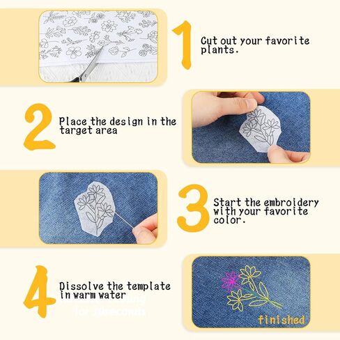 74 Pcs Water Soluble Stabilizer Water Soluble Embroidery Patterns Hand Sewing Stabilizers Adhesive Embroidery Transfer Paper Stick and Stitch Embroidery Paper for Hand Sewing in Saudi Arabia