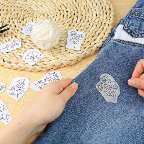74 Pcs Water Soluble Stabilizer Water Soluble Embroidery Patterns Hand Sewing Stabilizers Adhesive Embroidery Transfer Paper Stick and Stitch Embroidery Paper for Hand Sewing in Saudi Arabia