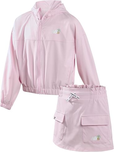 New Balance Girls Skirt Set - 2 Piece Windbreaker Jacket and Woven Skort - Cute Spring Outfit Set for Girls (7-12) in Saudi Arabia