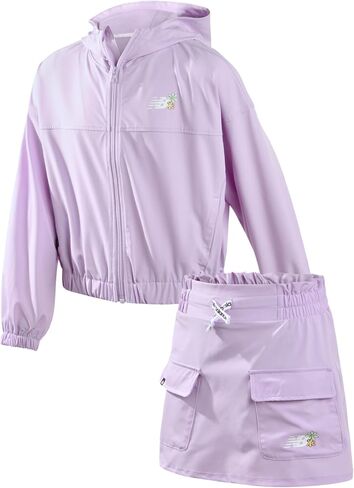 New Balance Girls Skirt Set - 2 Piece Windbreaker Jacket and Woven Skort - Cute Spring Outfit Set for Girls (7-12) in Saudi Arabia