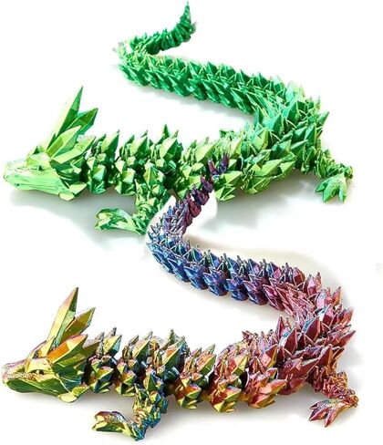 قطعتان من تنين مطبوع ثلاثي الأبعاد مقاس 30.48 سم، تنين مفصلي متعدد الألوان، تنين كريستالي، لعبة تنين تململ، ألعاب مكتب تنفيذي لديكور المنزل والمكتب (أرجواني أناناس) in Kuwait