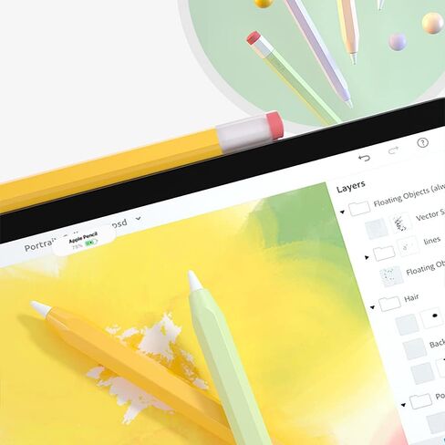 غطاء كلاسيكي على شكل قلم رصاص، حافظة واقية ناعمة مع ملحقات سيليكون متينة متوافقة مع Apple Pencil الجيل الثاني، متوافقة مع الشحن المغناطيسي (أصفر) in Kuwait