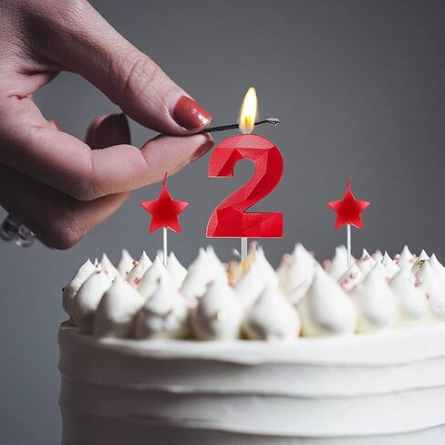 شموع عيد الميلاد الثالث وشموع قلب النجمة مقاس 2.76 بوصة لتزيين كعك عيد الميلاد والاحتفال بالذكرى السنوية للزفاف رقم 3 30 13 31 32 33 34 35 36 37 38 39 (أحمر، 3) in Kuwait