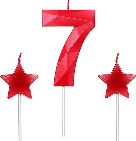 شموع عيد الميلاد الثالث وشموع قلب النجمة مقاس 2.76 بوصة لتزيين كعك عيد الميلاد والاحتفال بالذكرى السنوية للزفاف رقم 3 30 13 31 32 33 34 35 36 37 38 39 (أحمر، 3) in Kuwait