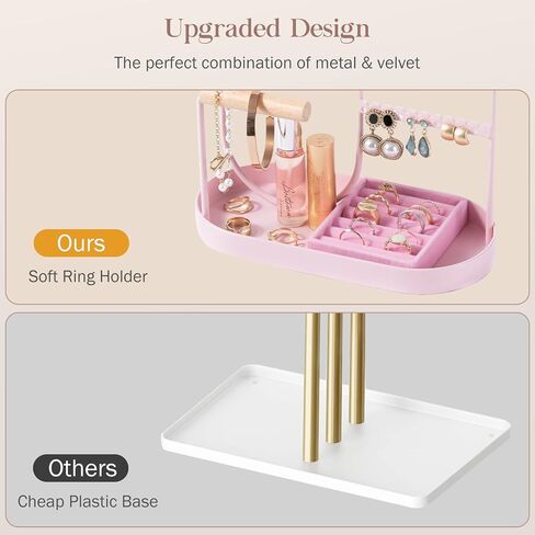 ProCase Jewelry Organizer Jewelry Holder Jewelry Stand with Velvet Ring Tray and Study Metal Frame, Necklace Holder Organizer Bracelet Display Storage Rack for Studs Rings -White in Saudi Arabia