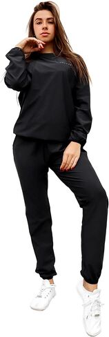Sauna Suit for Women Sweatpants Weight Loss Sweatshirts Pant 2 Piece Set Gym Workout Sets Sweat Suits Plus Size in Saudi Arabia