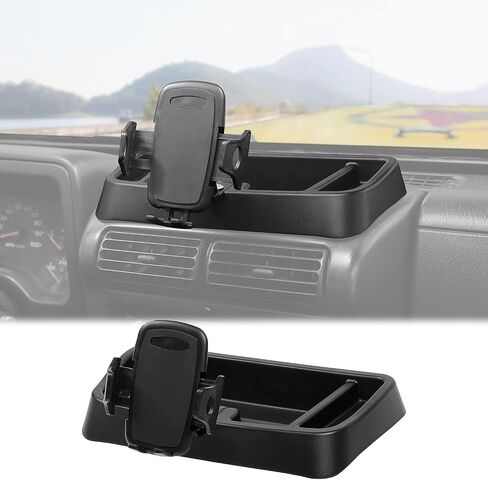 حامل هاتف Hoolcar حامل راديو متعدد الوظائف للهاتف الخلوي ووكي توكي لملحقات 1997-2006 Jeep Wrangler TJ، أسود in Saudi Arabia