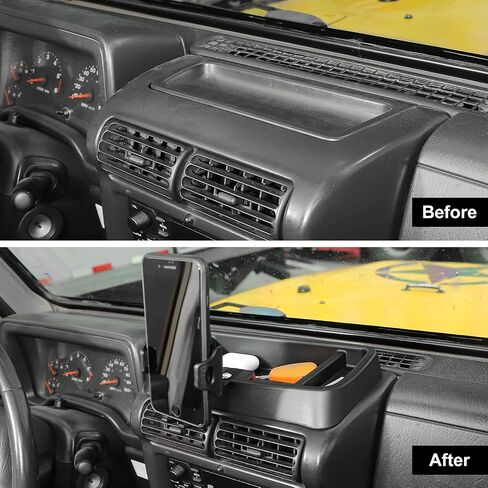 حامل هاتف Hoolcar حامل راديو متعدد الوظائف للهاتف الخلوي ووكي توكي لملحقات 1997-2006 Jeep Wrangler TJ، أسود in Saudi Arabia