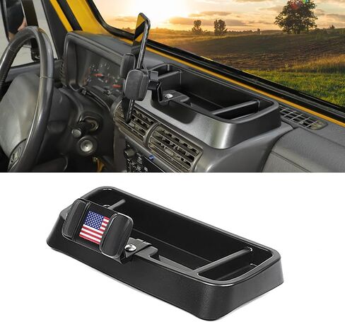 حامل هاتف Hoolcar حامل راديو متعدد الوظائف للهاتف الخلوي ووكي توكي لملحقات 1997-2006 Jeep Wrangler TJ، أسود in Saudi Arabia