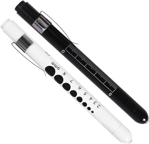 Aokin Pen Light with Pupil Gauge, Reusable LED Penlight Medical for Doctor Nurse Diagnostic etc, White Light, Black and Silver in Saudi Arabia