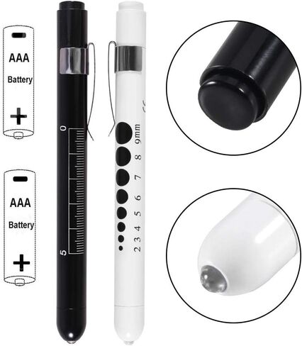 Aokin Pen Light with Pupil Gauge, Reusable LED Penlight Medical for Doctor Nurse Diagnostic etc, White Light, Black and Silver in Saudi Arabia