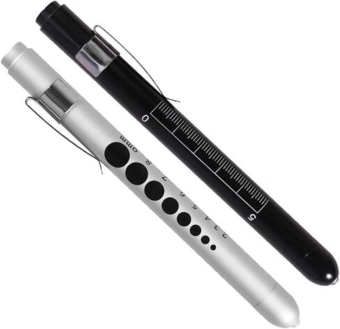 Aokin Pen Light with Pupil Gauge, Reusable LED Penlight Medical for Doctor Nurse Diagnostic etc, White Light, Black and Silver in Saudi Arabia