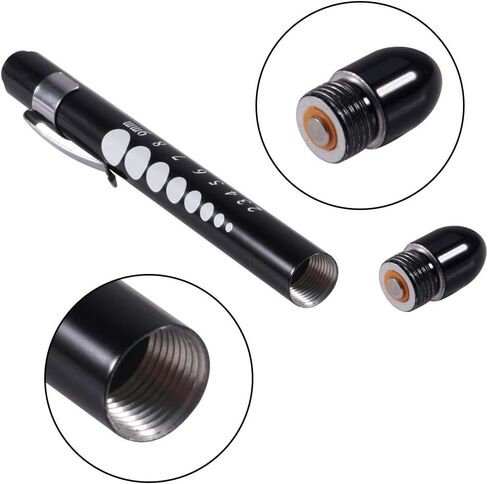 Aokin Pen Light with Pupil Gauge, Reusable LED Penlight Medical for Doctor Nurse Diagnostic etc, White Light, Black and Silver in Saudi Arabia