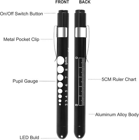 4 عبوات من مصابيح القلم، مصابيح LED قابلة لإعادة الاستخدام مع مقياس للتلميذ ومسطرة، شعلة بيضاء للممرضات والأطباء والطلاب (أخضر مخضر + وردي شاحب + ذهبي وردي + فضي) in Kuwait