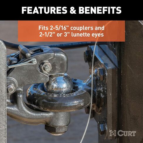 CURT 45920 مرفق عمود تثبيت على القناة مع كرة 2-5/16 بوصة، 13000 رطل، مطلوب ساق، أسود in Saudi Arabia