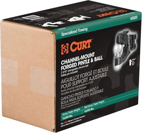 CURT 45920 مرفق عمود تثبيت على القناة مع كرة 2-5/16 بوصة، 13000 رطل، مطلوب ساق، أسود in Saudi Arabia