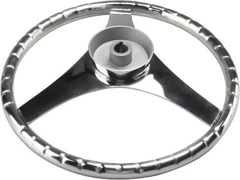 NovelBee 3 Spoke Stainless Steel Boat Steering Wheel 13-1/2" with Control Knob and Cap in Saudi Arabia