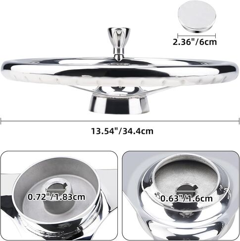 YaeMarine عجلة قيادة قارب من الفولاذ المقاوم للصدأ مقاس 13-1/2 بوصة ضياء 3 تكلم عجلة قيادة رياضية مع مقبض تحكم وغطاء in Kuwait