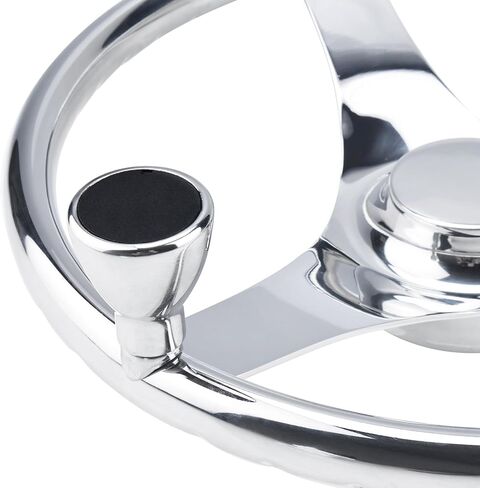 YaeMarine عجلة قيادة قارب من الفولاذ المقاوم للصدأ مقاس 13-1/2 بوصة ضياء 3 تكلم عجلة قيادة رياضية مع مقبض تحكم وغطاء in Kuwait