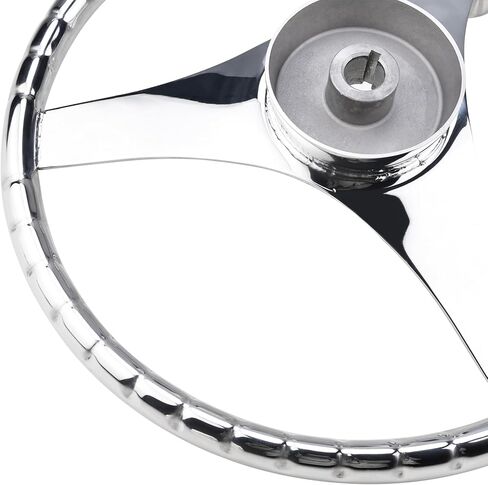 YaeMarine عجلة قيادة قارب من الفولاذ المقاوم للصدأ مقاس 13-1/2 بوصة ضياء 3 تكلم عجلة قيادة رياضية مع مقبض تحكم وغطاء in Kuwait