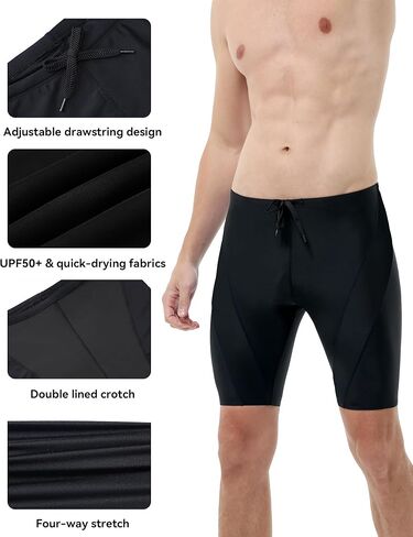 ملابس سباحة Runhit للرجال بعامل حماية من الأشعة فوق البنفسجية 50+ ملابس سباحة صلبة للسباقات التنافسية والتدريب أسود أزرق L in Kuwait