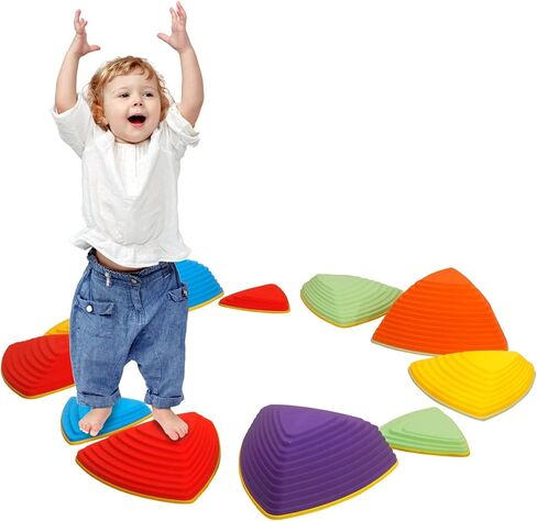 Balance Stepping Stones for Kids Obstacle Courses Indoor Outdoor Toddlers Sensory Play Equipment Toys Improve Balance Coordination & Strength Non-Slip Edges Unique Gift for Boys & Girls Age 3+ in Saudi Arabia