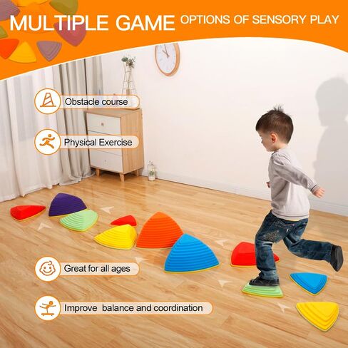 Balance Stepping Stones for Kids Obstacle Courses Indoor Outdoor Toddlers Sensory Play Equipment Toys Improve Balance Coordination & Strength Non-Slip Edges Unique Gift for Boys & Girls Age 3+ in Saudi Arabia